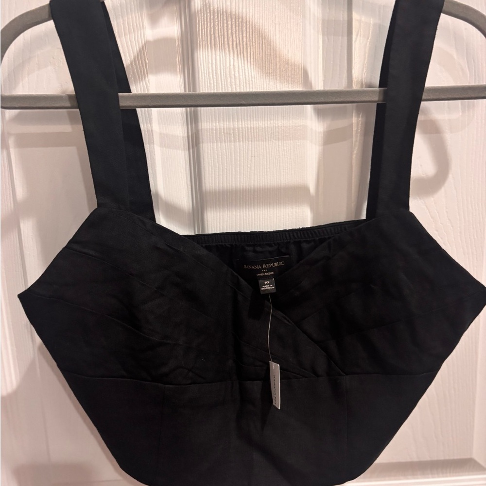 Banana Republic Elegant Black Linen Crop Top